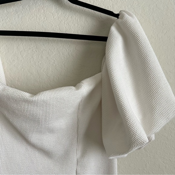 FREE PEOPLE Beach White Bubbly Puff Sleeve Off The Shoulder Mini Dress Medium - Picture 6 of 8